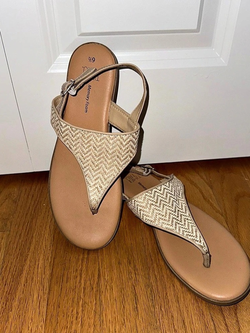 Meadow & Marlow Woven Geometric Sandals in Brown & Cream US 6.5 Like New